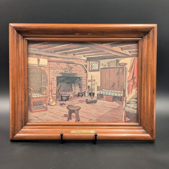Pair of Vintage Rustic Framed Ruth Perkins Safford "Provincial Interiors" Prints - Picture 1 of 8